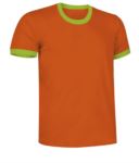 T-Shirt a maniche corte in cotone Ring-Spun, girocollo e fondo manica in contrasto, colore verde e bianco VACOMBI.ARV