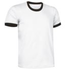 T-Shirt a maniche corte in cotone Ring-Spun, girocollo e fondo manica in contrasto, colore bianco e nero VACOMBI.BIN
