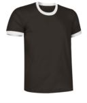 T-Shirt a maniche corte in cotone Ring-Spun, girocollo e fondo manica in contrasto, colore bianco e nero VACOMBI.NEB