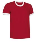 T-Shirt a maniche corte in cotone Ring-Spun, girocollo e fondo manica in contrasto, colore bianco e rosso VACOMBI.ROB