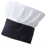 Cappello da cuoco, doppia fascia di tessuto, parte superiore inserita e cucita a pieghette, colore grigio blu ROMT0801.BIB