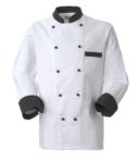 Giacca cuoco, chiusura anteriore bottoni doppio petto, taschino lato sinistro, manica a 3/4, colore bianco-galles ROMG0101.BGN