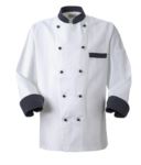 Giacca cuoco, chiusura anteriore bottoni doppio petto, taschino lato sinistro, manica a 3/4, colore bianco-galles ROMG0101.BGB