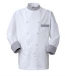 Giacca cuoco, chiusura anteriore bottoni doppio petto, taschino lato sinistro, manica a 3/4, colore bianco-galles ROMG0101.BG