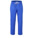 Pantaloni da cuoco, elastico sulla vita con laccio, colore azzurro royal ROMP0301.BL