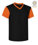 T-Shirt da lavoro scollo a V, bicolore, collo e maniche in contrasto. Colore grigio/arancione JR989993.NEA