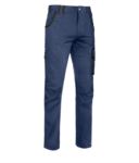Pantalone multitasche da lavoro con dettagli colorati in contrasto, colore blu ROA00805.BLU