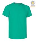 T-shirt girocollo a maniche corte uomo da lavoro in cotone, colore Aquamarine PASUNSET.EMG