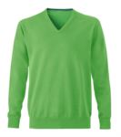 Maglioncino uomo con collo a V, senza maniche, scollo e polsi a costine elastiche, tessuto a maglia 100% cotone. Colore verde X-JN659.VE