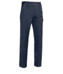 Pantaloni da lavoro multitasche 100% Cotone, cuciture a contrasto. Colore: Azzurro ROA00109.BLU