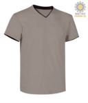 T-Shirt manica corta scollo a V, colletto interno e fondo manica in contrasto, colore nero e giallo JR992032.GRC