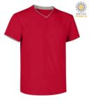 T-Shirt manica corta scollo a V, colletto interno e fondo manica in contrasto, colore nero e giallo JR992035.RO
