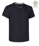 T-Shirt manica corta scollo a V, colletto interno e fondo manica in contrasto, colore nero e giallo JR992036.BLG