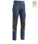 Pantaloni multitasche bicolore, piping rifrangente sotto il ginocchio. Colore Blu/Azzurro Royal PPLND02203.BLG