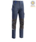 Pantaloni multitasche bicolore, piping rifrangente sotto il ginocchio. Colore Blu/Azzurro Royal PPLND02203.BLA