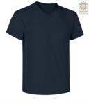 T-shirt maniche corte scollo a V, colore blu navy PAV-NECK.BLU