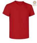 T-shirt maniche corte scollo a V, colore rosso PAV-NECK.RO