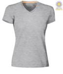 T-shirt maniche corte donna con scollo a V, colore smoke PAV-NECKLADY.GRM