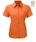 Camicia da lavoro da donna a manica corta colore arancio X-K548.AR