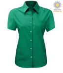 Camicia da lavoro modello da donna manica corta colore verde X-K548.KG