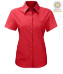 Camicia rossa da donna a manica corta sfiancata per uso lavorativo X-K548.RO