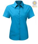 Camicia da donna a manica corta sfiancata colore blu Poliestere e cotone X-K548.TUR