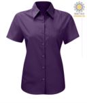 Camicia da donna a manica corta colore viola Poliestere e cotone X-K548.VI