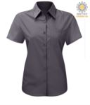 Camicia da donna a manica corta da lavoro colore grigio scuro X-K548.ZI