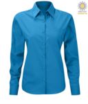 Camicia da donna per divisa elegante colore azzurro a maniche lunghe X-K549.TUR