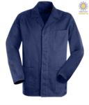 giacca da lavoro di colore blu in cotone Massaua sanforizzato e bottoni coperti PPSTX03101.BL