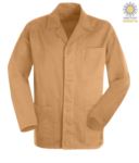 giacca da lavoro colore kaki in cotone Massaua sanforizzato e bottoni coperti PPSTC03101.KA