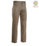 Pantaloni da lavoro multitasche, cuciture a contrasto 100% Cotone, colore beige PP00102110.BE