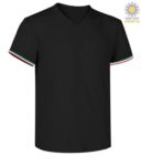 T-shirt a manica corta, con lo scollo a V, tricolore italiano sul fondo manica, colore blu royal JR989970.BL