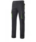 Pantalone bicolore multitasche da lavoro, profili di colore in contrasto sulle tasche, chiusura con zip e bottone VE103004.NEV