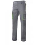 Pantalone bicolore multitasche da lavoro, profili di colore in contrasto sulle tasche, chiusura con zip e bottone VE103004.GRV