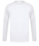 T-shirt girocollo a manica lunga, bicolore, dettaglio della cucitura, colore grigio mélange e bianco POFR140.GRBI