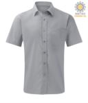 camicia da uomo a manica corta Poliestere e cotone colore silver X-K551.GRC
