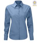 Camicia da donna per divisa elegante colore azzurro a maniche lunghe X-K549.BLC