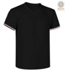 T-shirt a manica corta, con lo scollo a V, tricolore italiano sul fondo manica, colore grigio melange JR989973.NE
