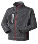 Felpa Knitted Fleece zip lunga, colore grigio melange ROHH166.GRM
