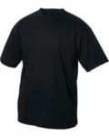 T-shirt girocollo, maniche corte, collo in costina con Elastane, colore nero X-F61082.NE