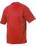 T-shirt girocollo, maniche corte, collo in costina con Elastane, colore rosso X-F61082.RO