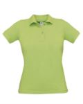 Polo donna manica corta, due bottoni in tinta, colore verde Kelly X-CPW455.PISTACCHIO